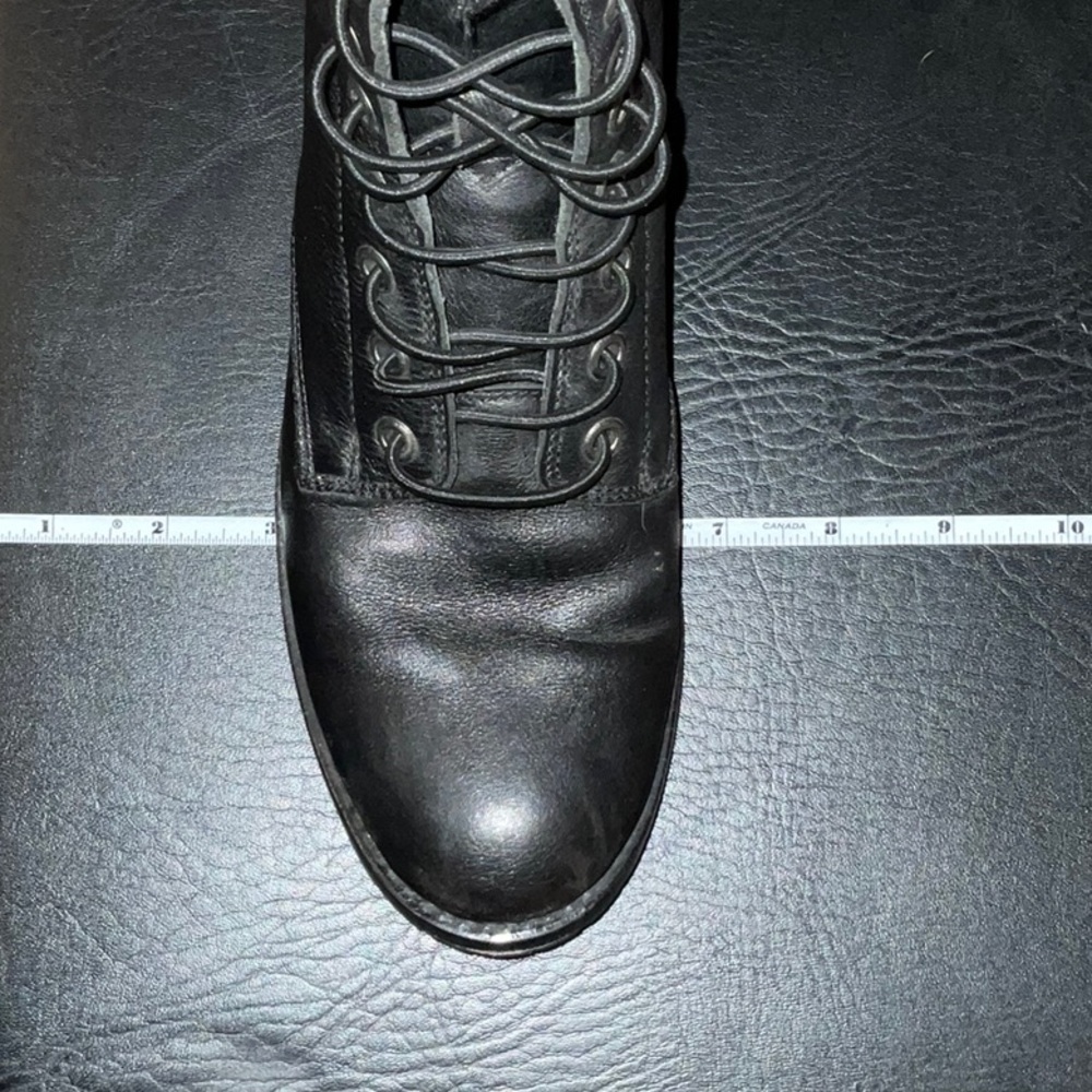 Frye Natalie Women's Black Leather Lace-Up Combat Boots - Picture 10 of 11